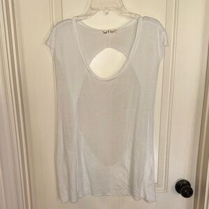 Ladies' White Casual open back tied cut out sheer